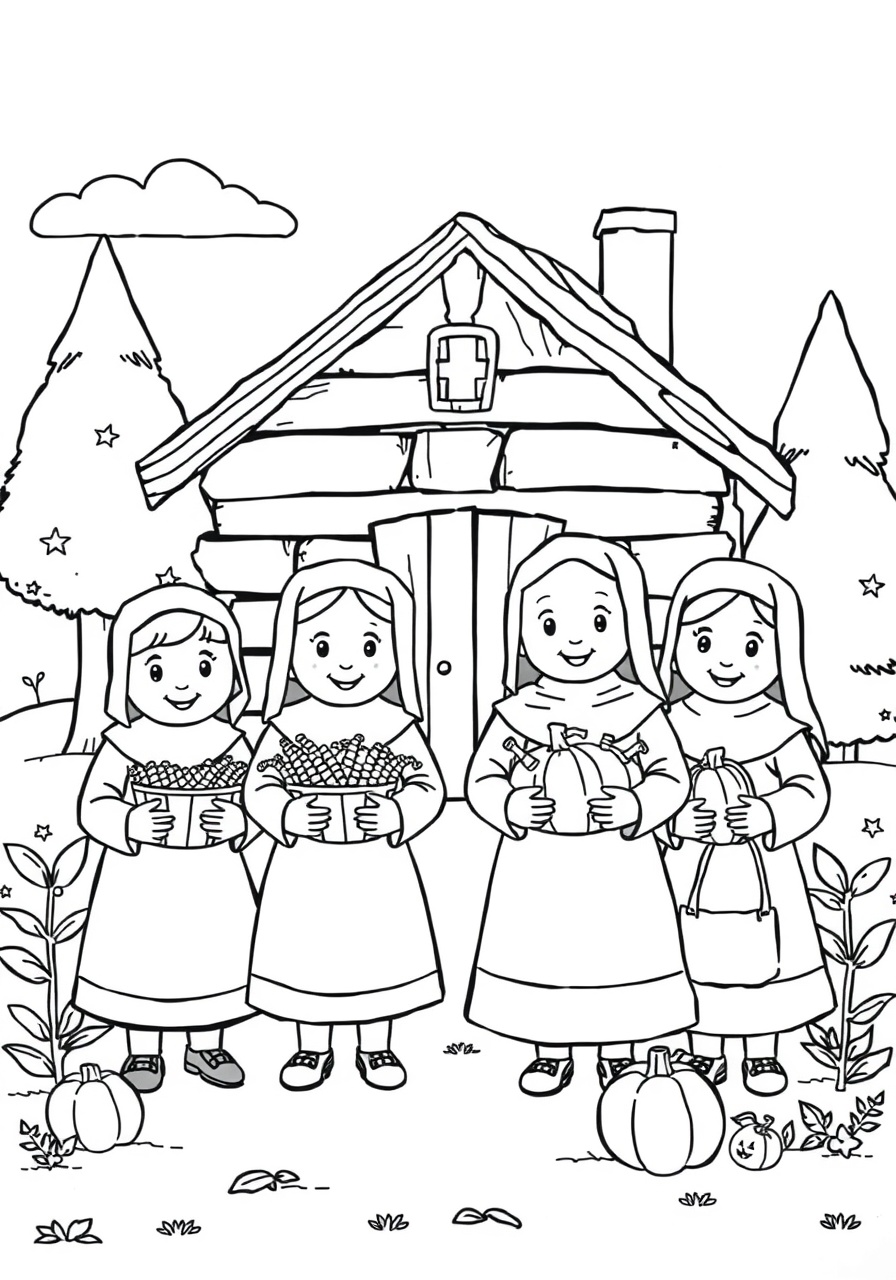 free Thanksgiving Pilgrim coloring page