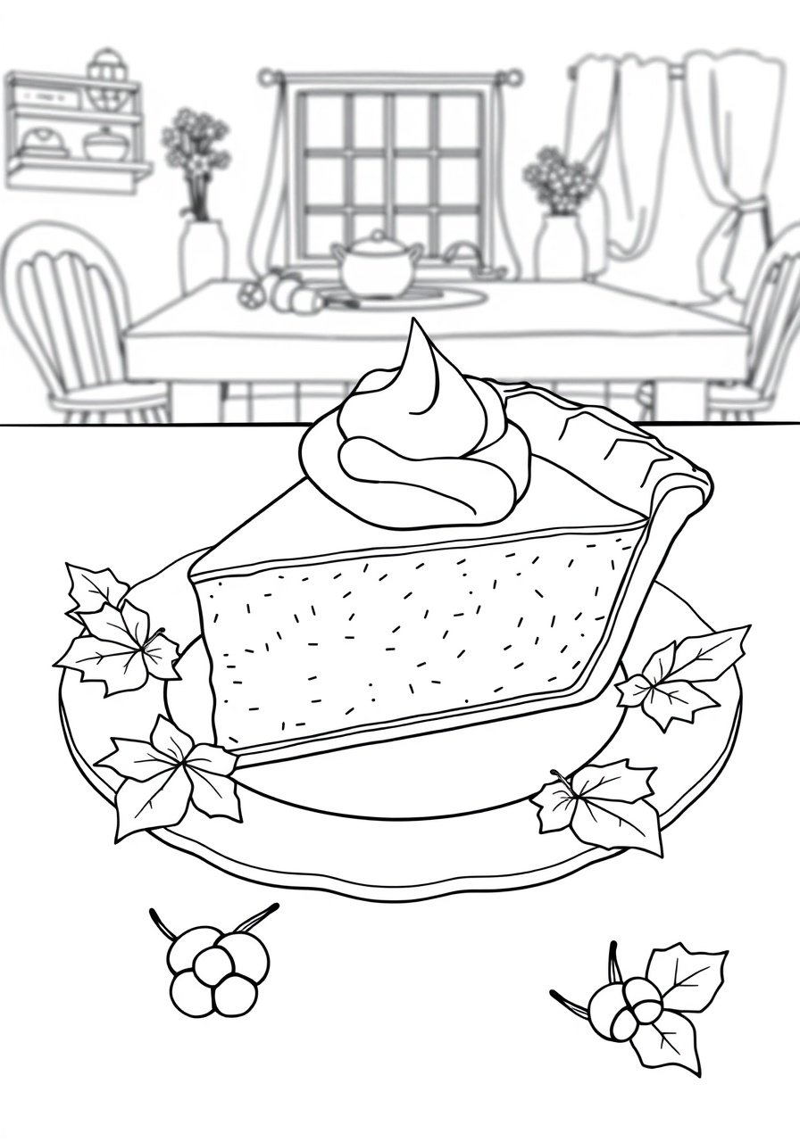 free Thanksgiving Pumpkin Pie coloring page