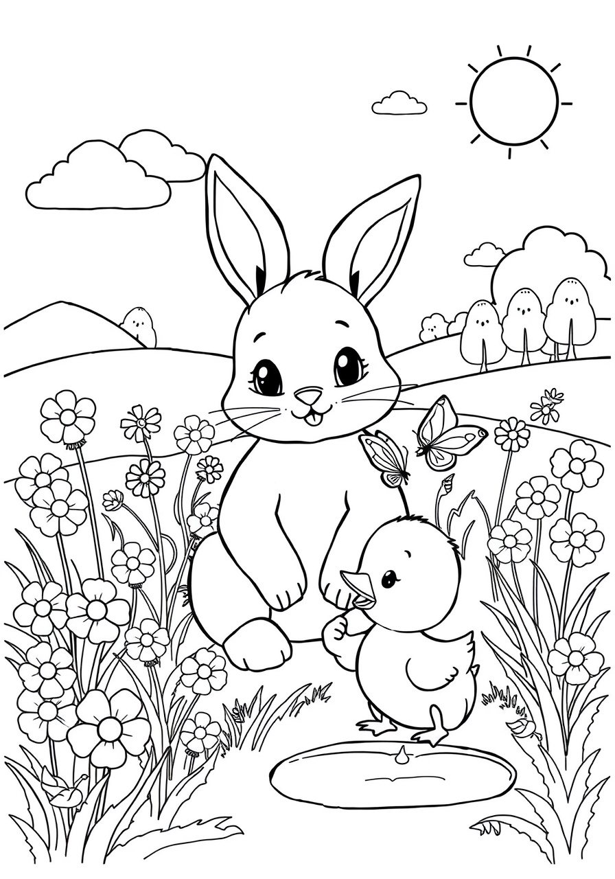 free Spring Baby Animals coloring page