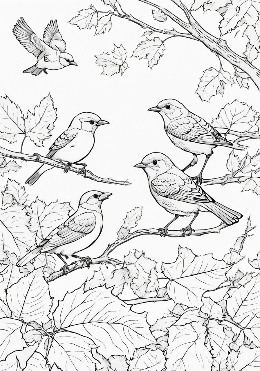 free bird autumn migration coloring page