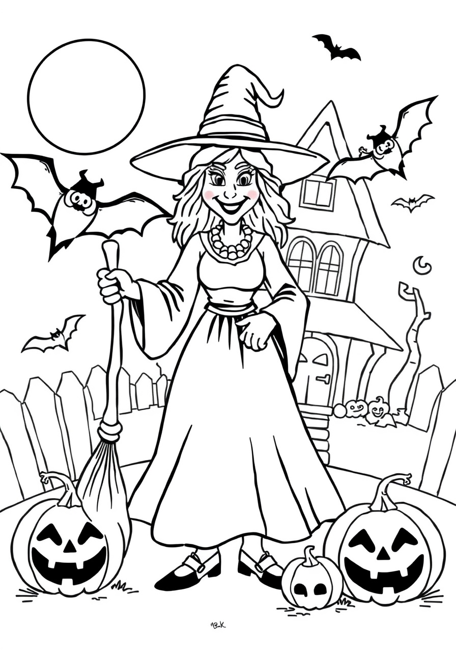 free Halloween Wicked Witch coloring page