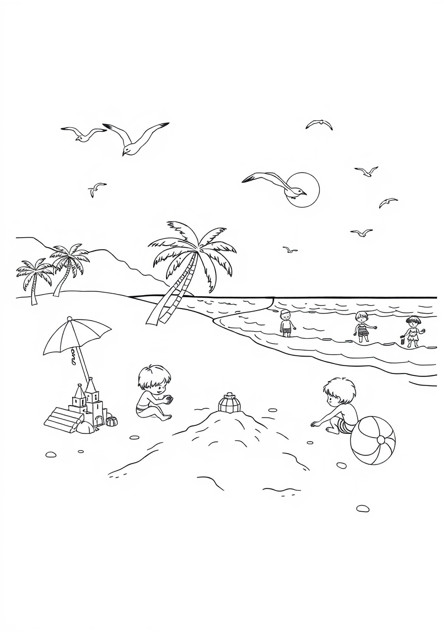 free Summer Beach coloring page