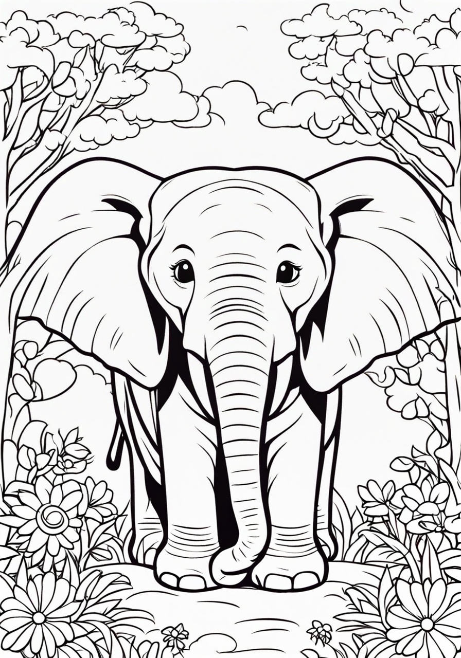 free elephant coloring page