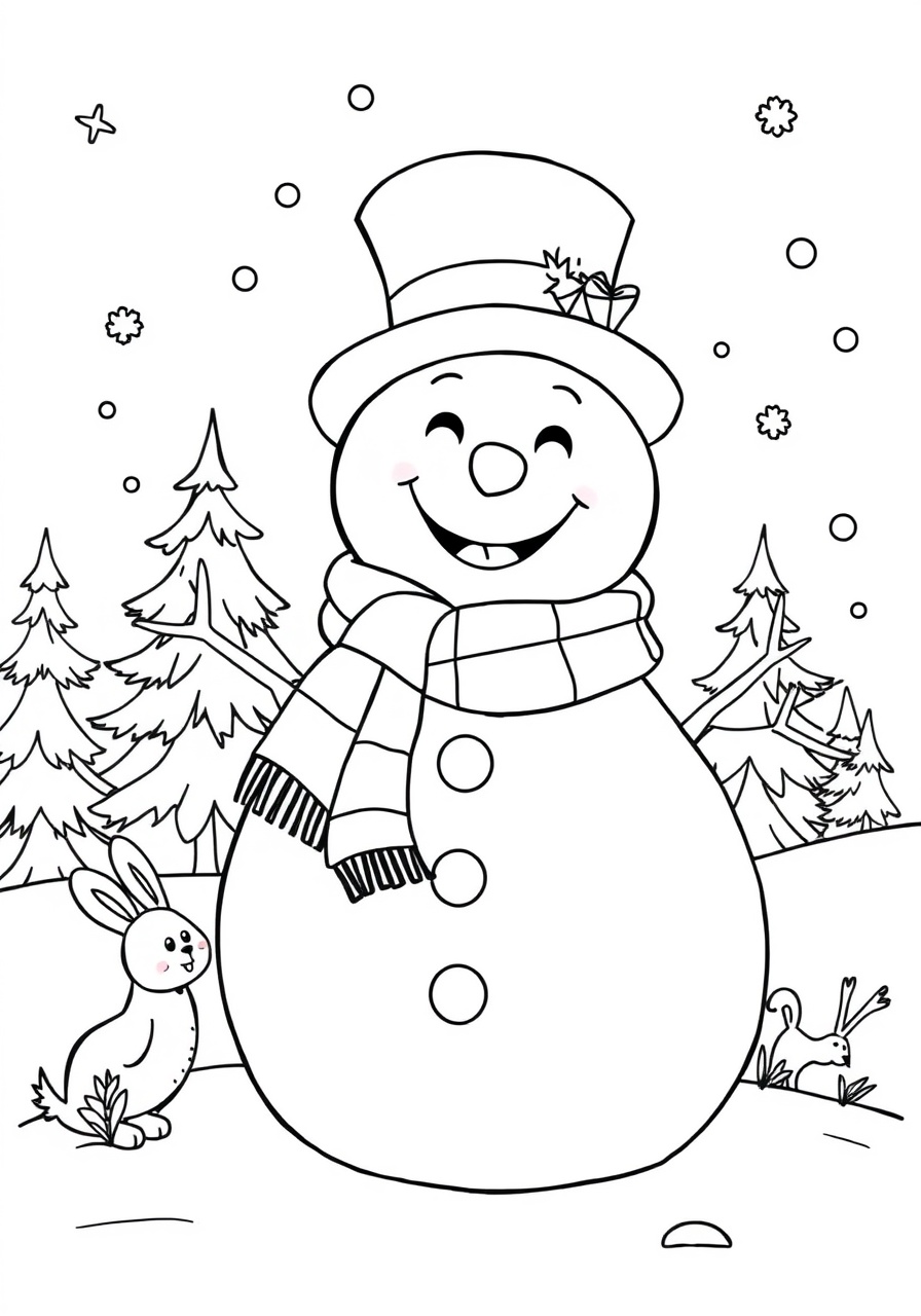 free Winter Snowman coloring page