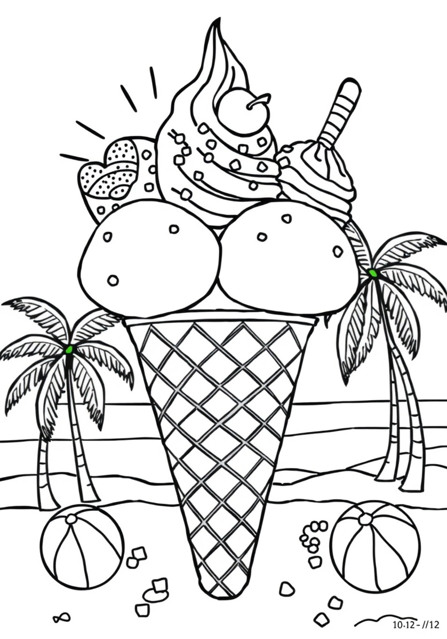 free Summer Ice Cream coloring page