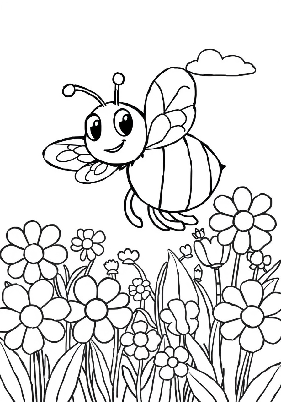 free Spring Bee coloring page