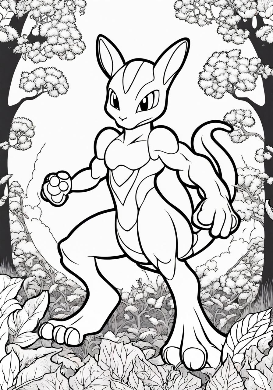 Mewtwo Pokemon Coloring Page