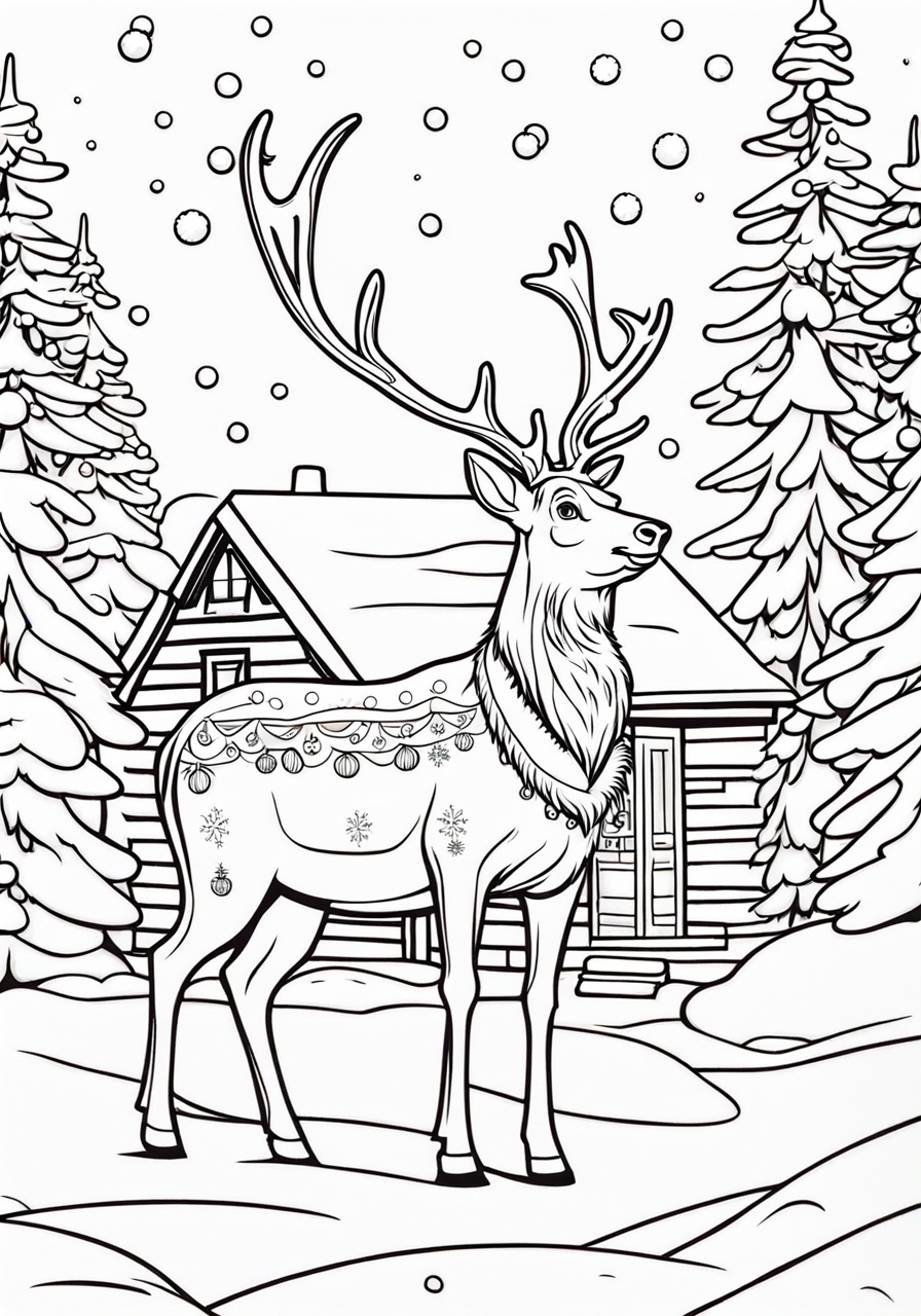 free Santa's Reindeer coloring page