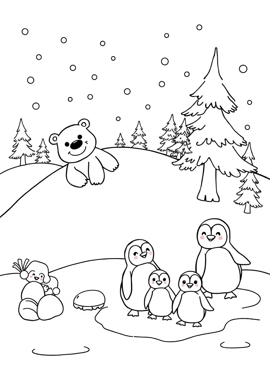 free Winter Animals coloring page