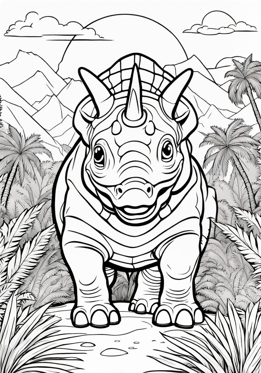 free Triceratops coloring page