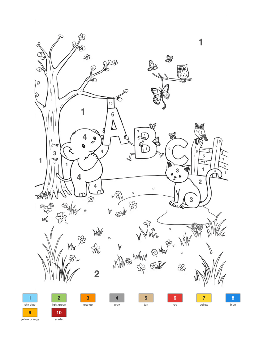 Animals Learning the Alphabet color by number