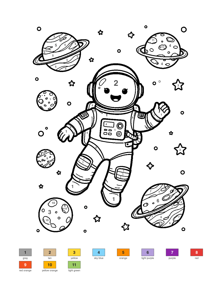 Astronaut color by number