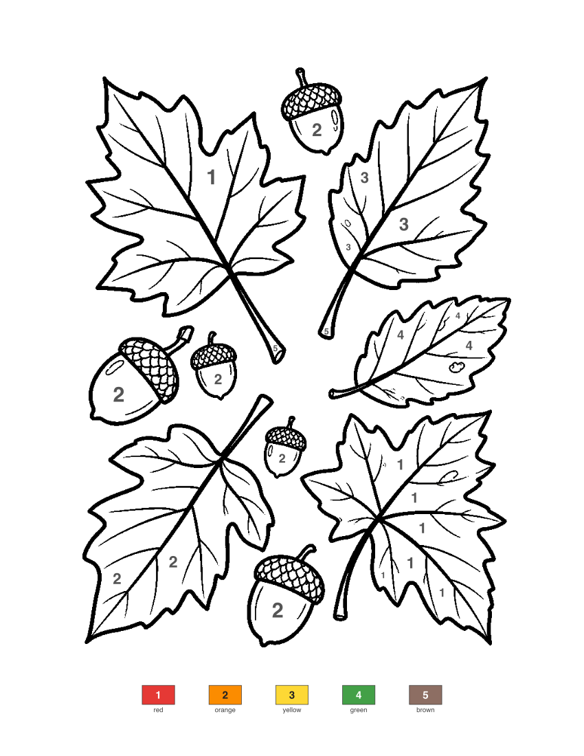 Autumn Leaves color by number