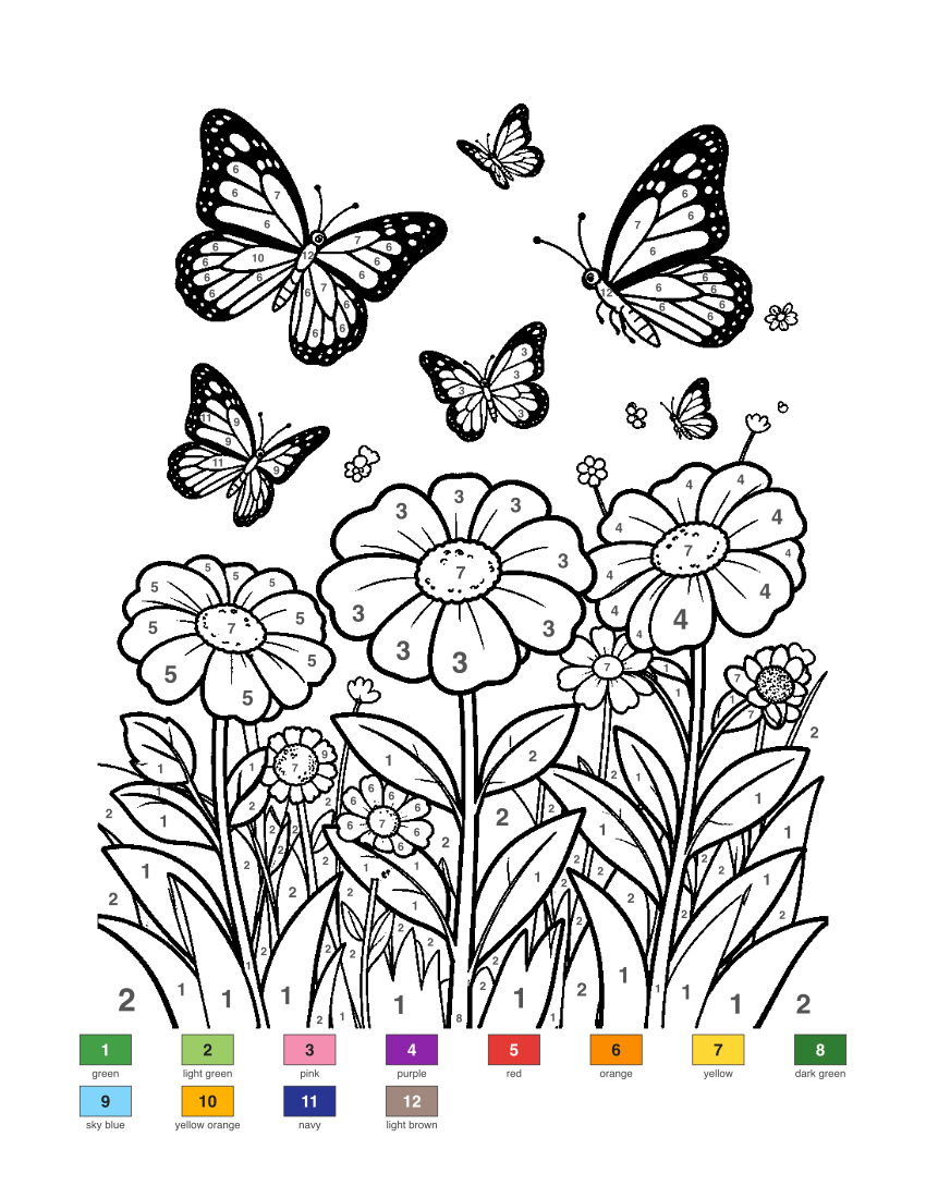 Butterfly Garden color by number