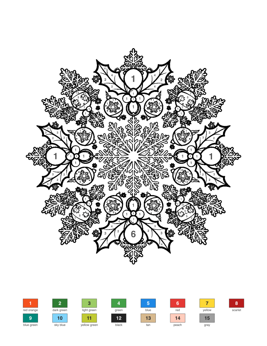 Christmas Mandala color by number