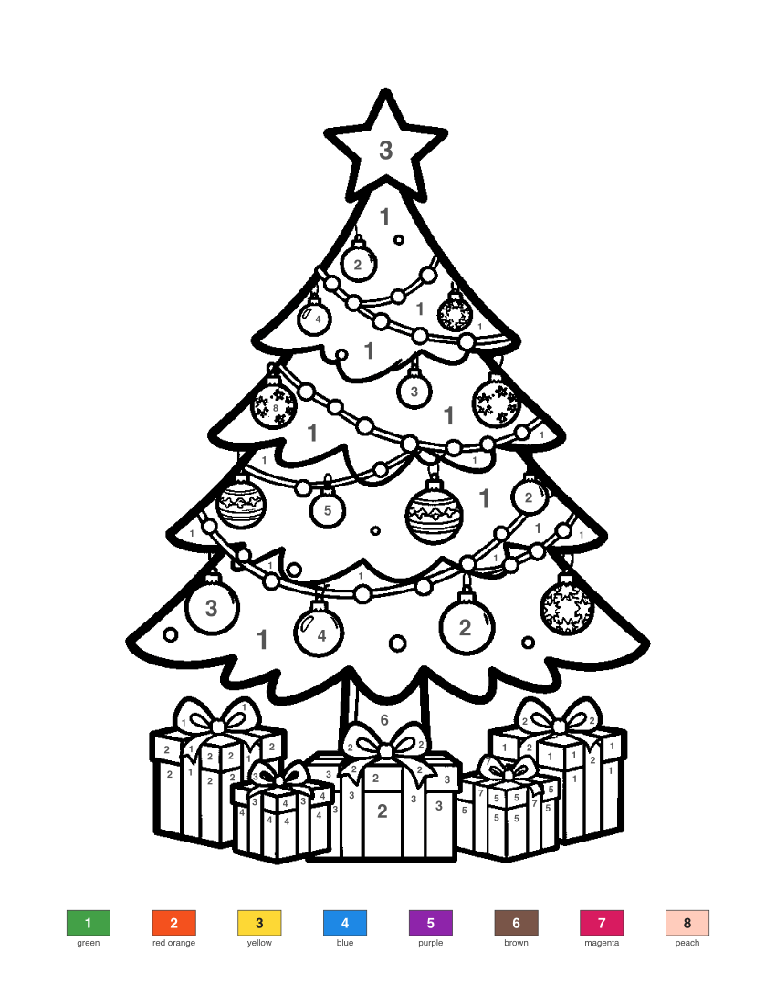 Christmas Tree color by number