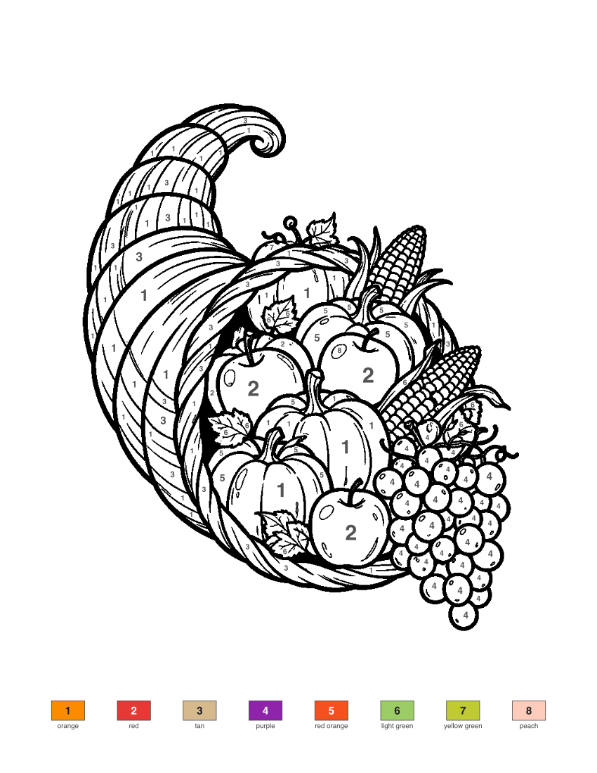 Harvest Cornucopia color by number