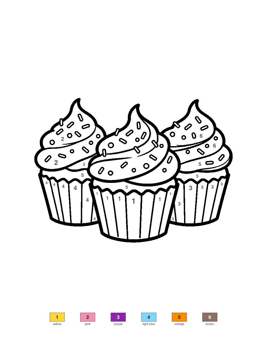 Cupcakes color by number