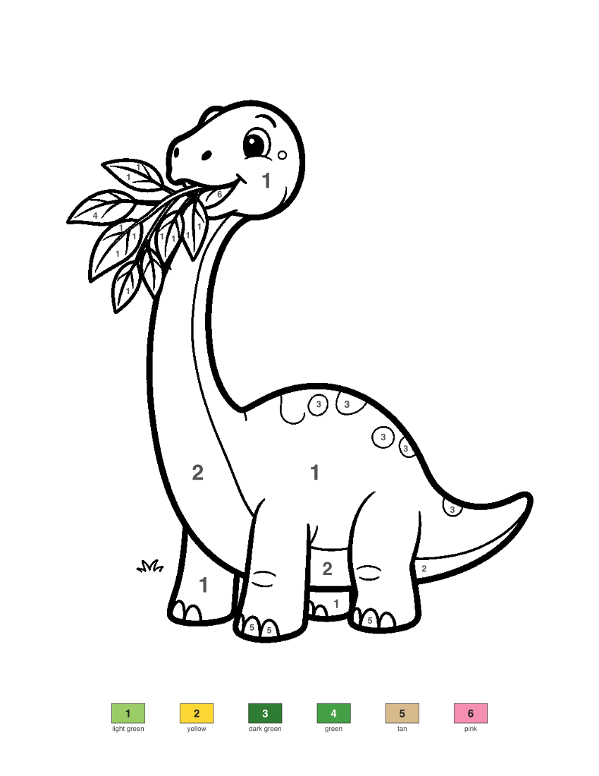 Friendly Dinosaur color by number