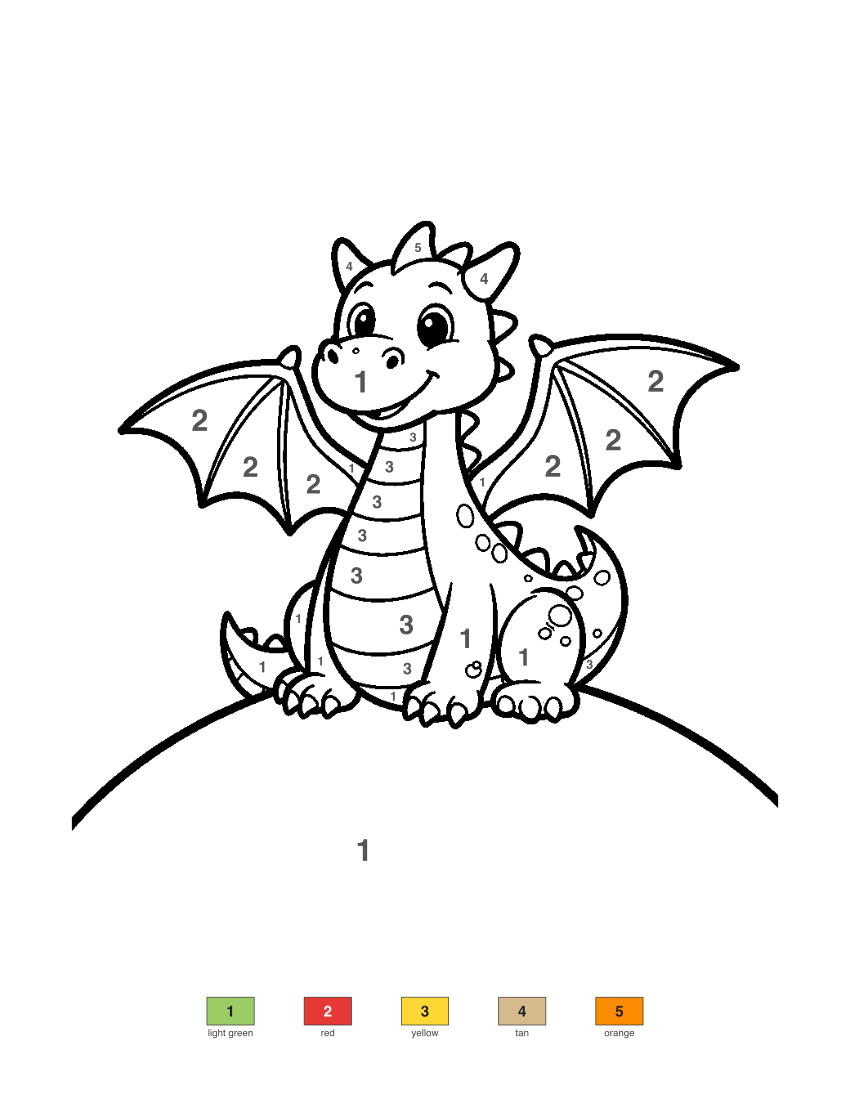 Friendly Dragon color by number