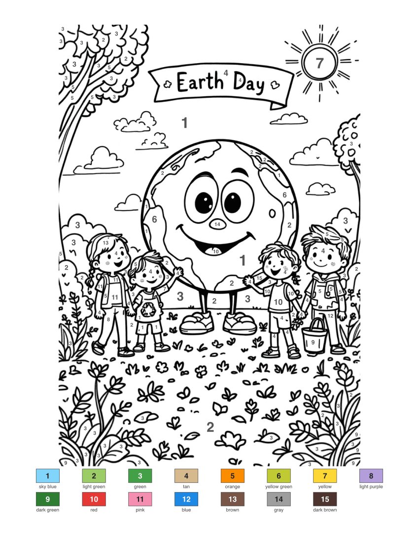 Earth Day color by number