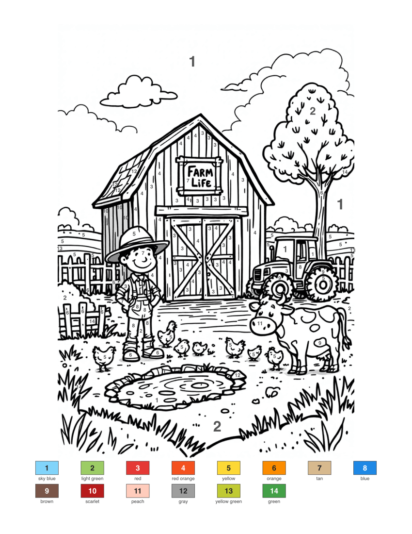 Farm Life color by number