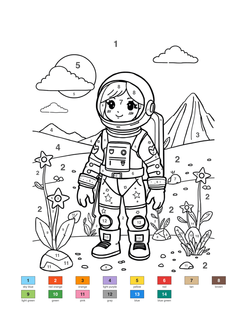Astronaut on a New Planet color by number