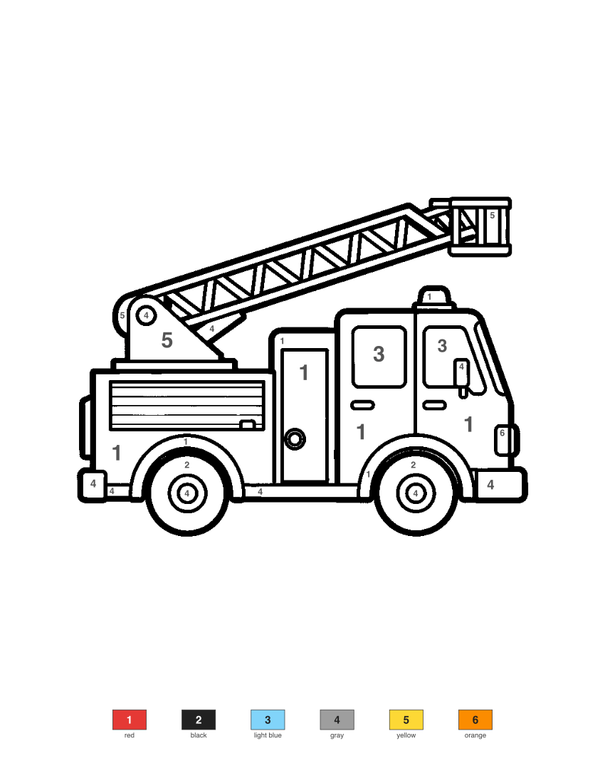 Fire Truck color by number