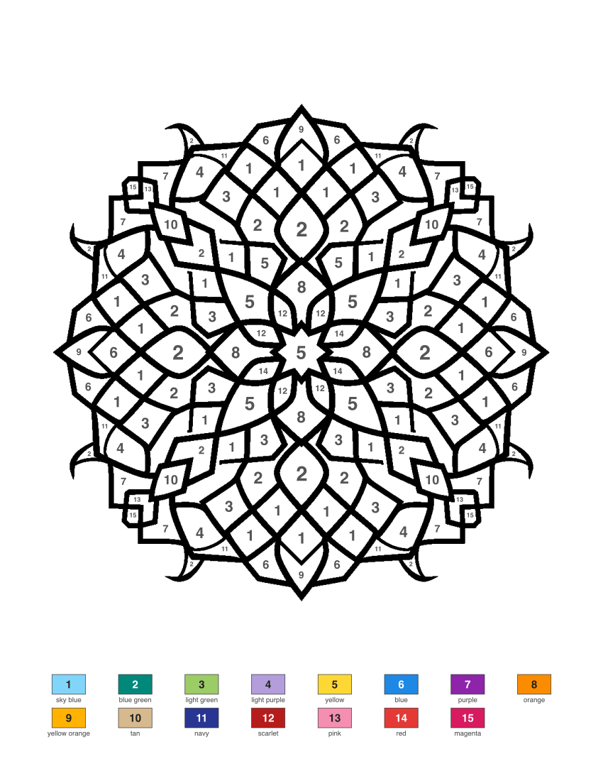 Geometric Pattern color by number