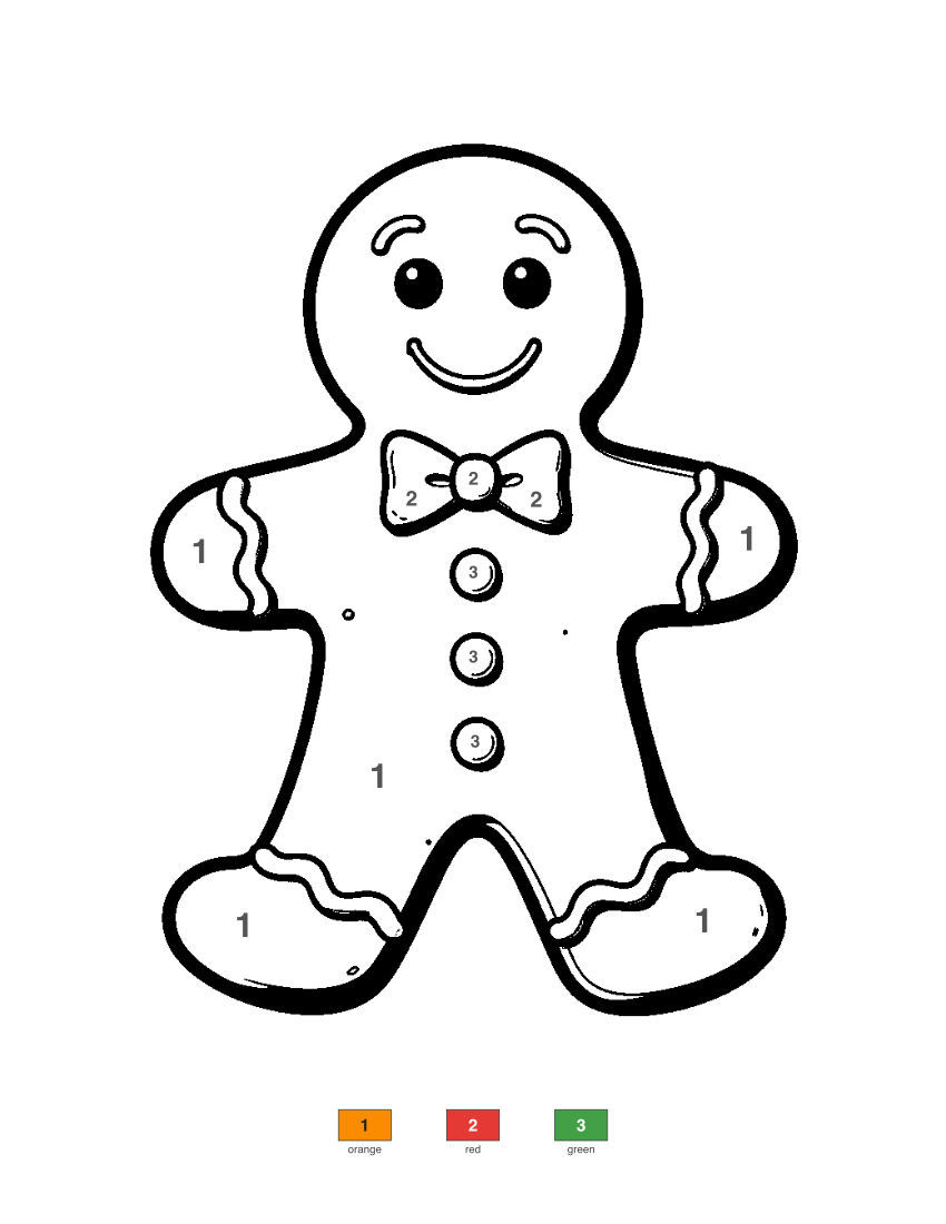 Gingerbread Man color by number