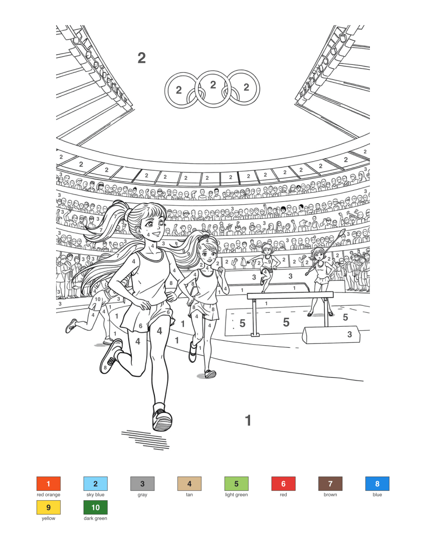 Girls at the Olympics color by number