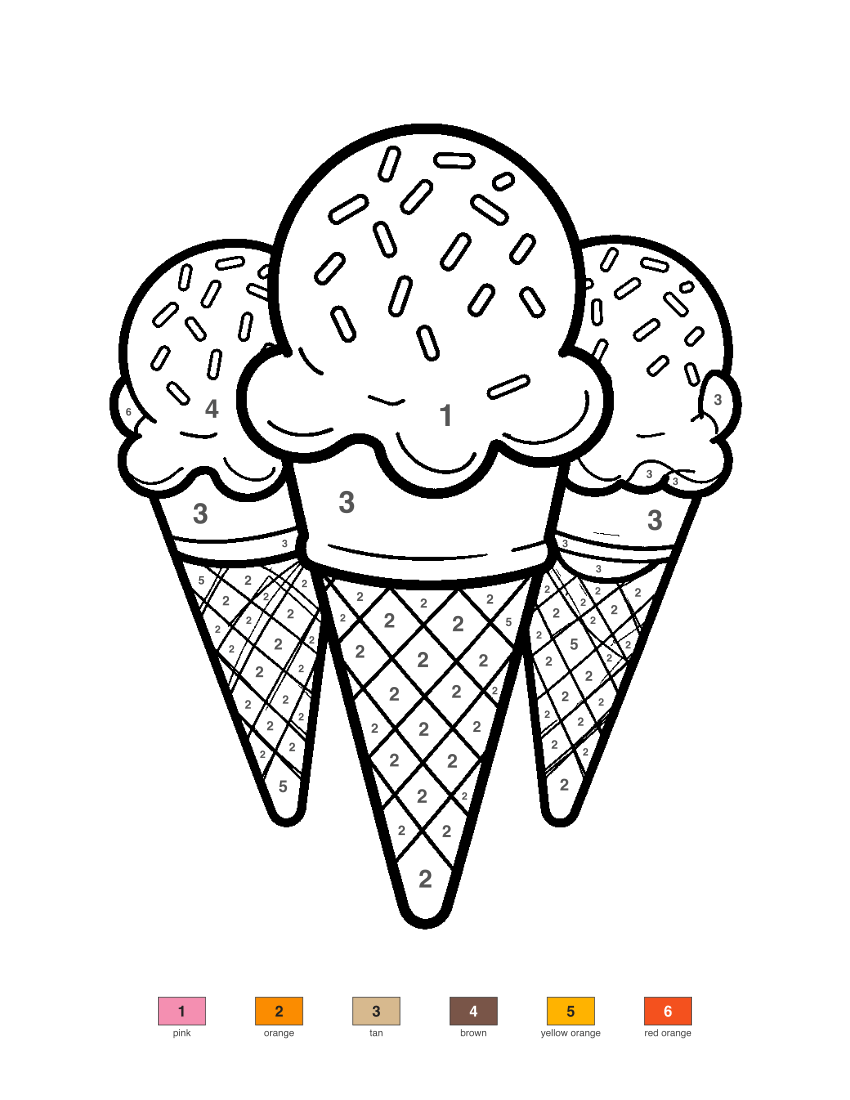 Ice Cream Cone color by number