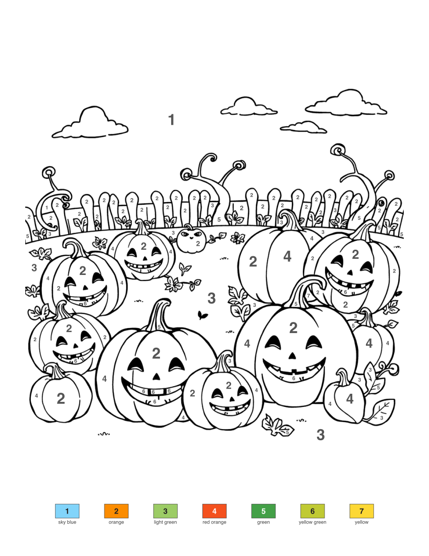 Jack-o-Lantern Patch color by number