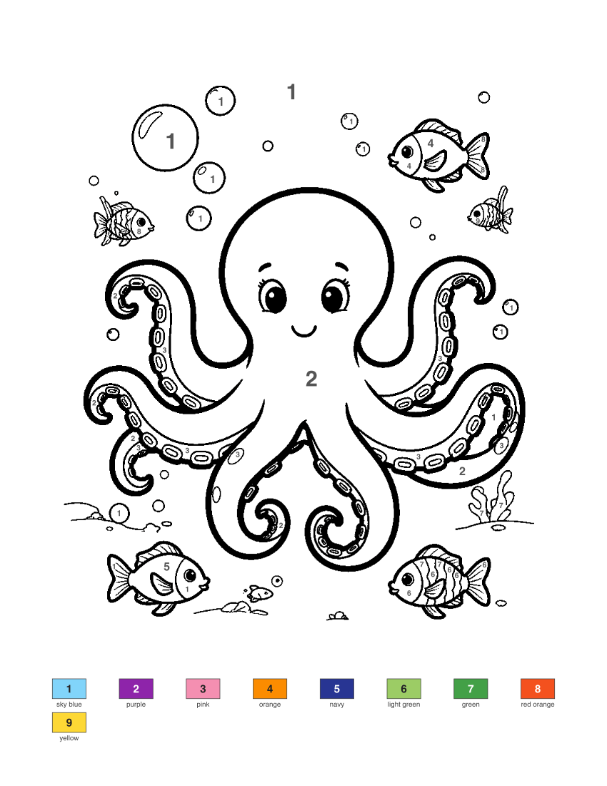 Octopus color by number