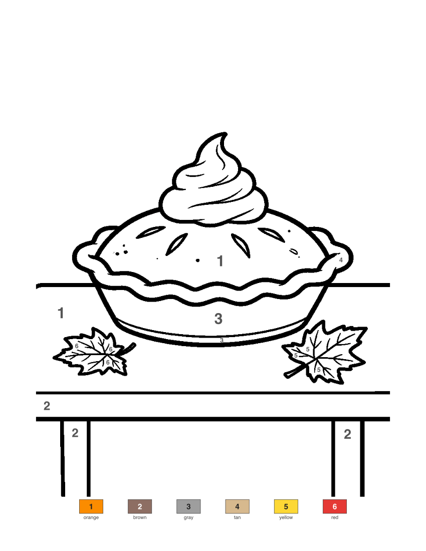 Pumpkin Pie color by number