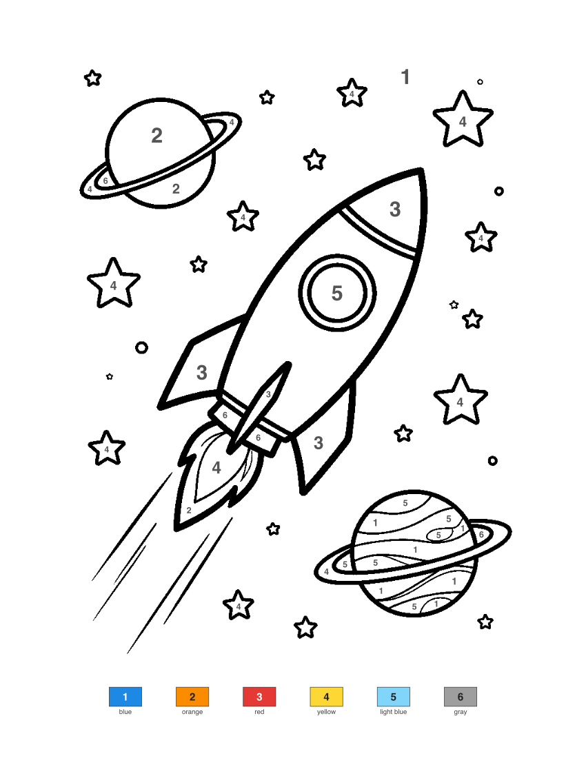 Rocket Ship color by number