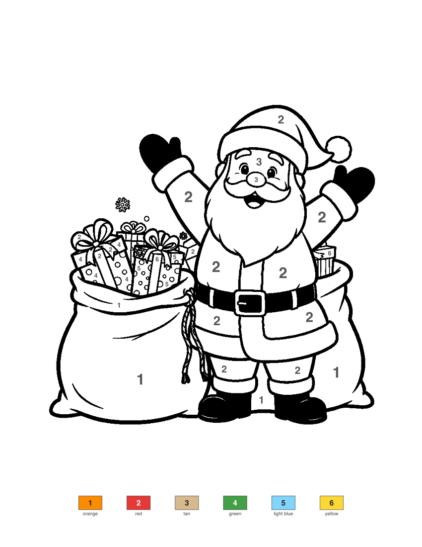 Santa with Presents color by number