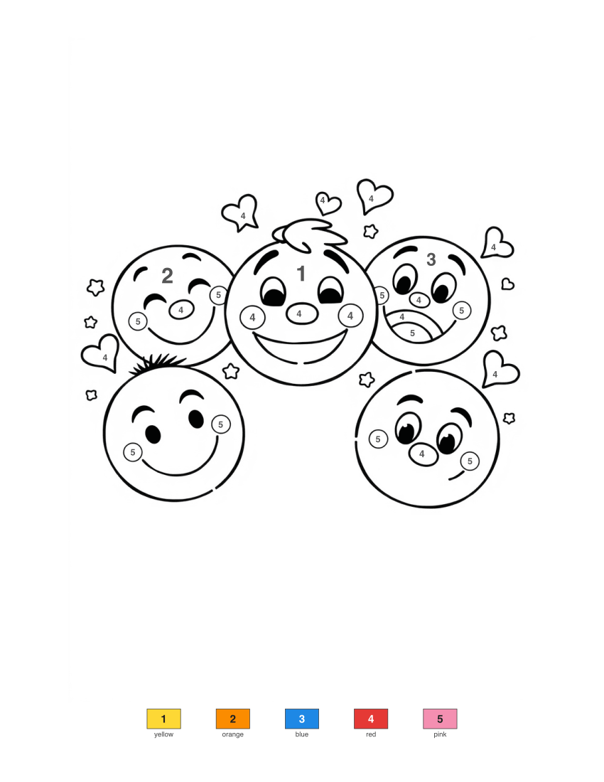 Smiley Faces color by number