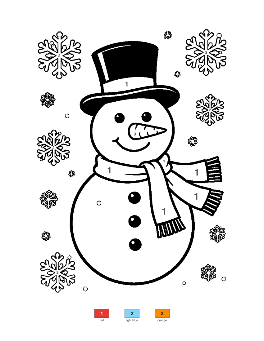 Snowman color by number