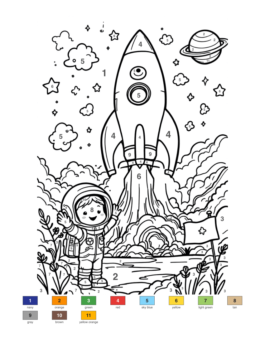 Space Exploration color by number