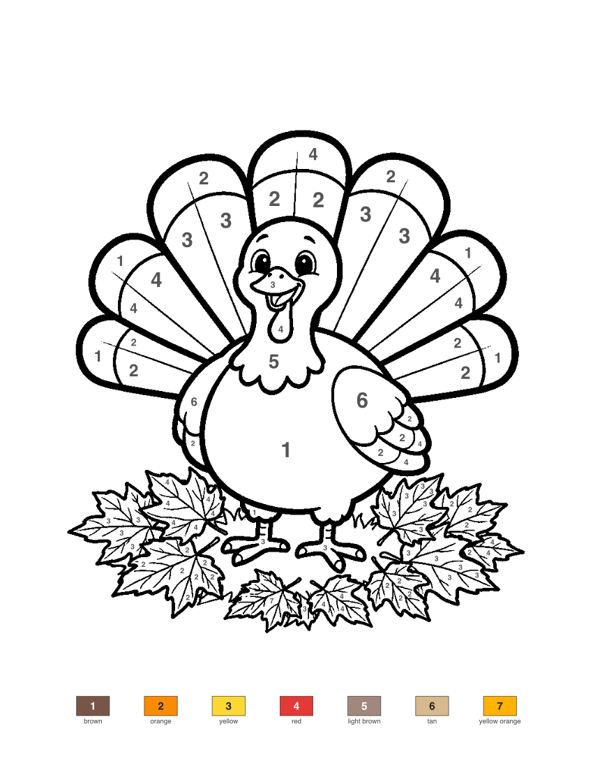 Thanksgiving Turkey color by number