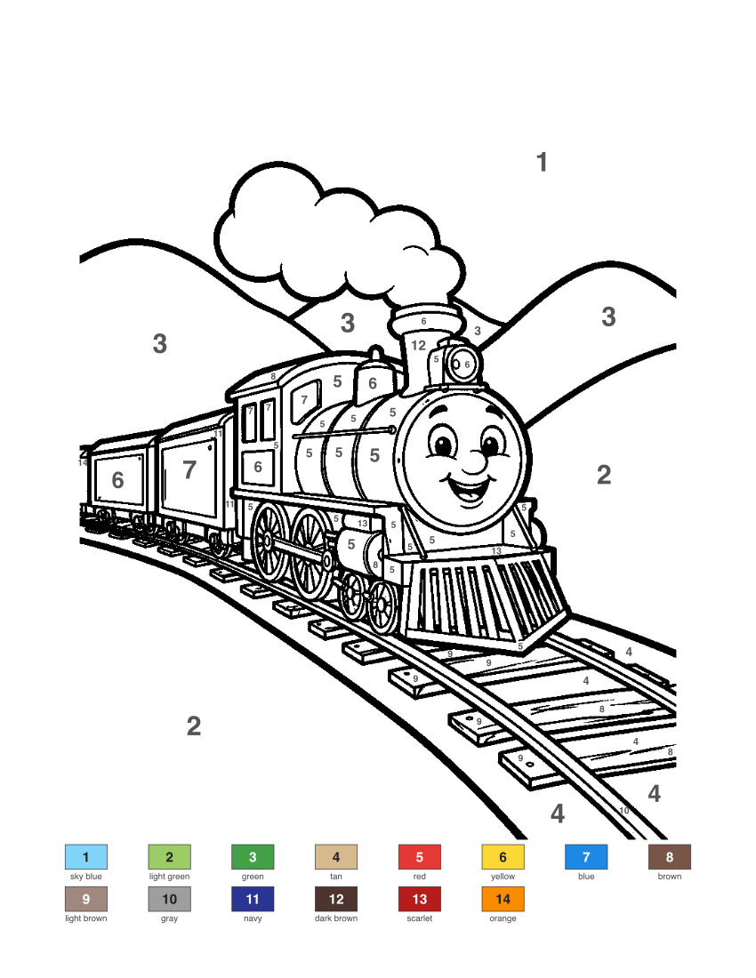 Steam Train color by number
