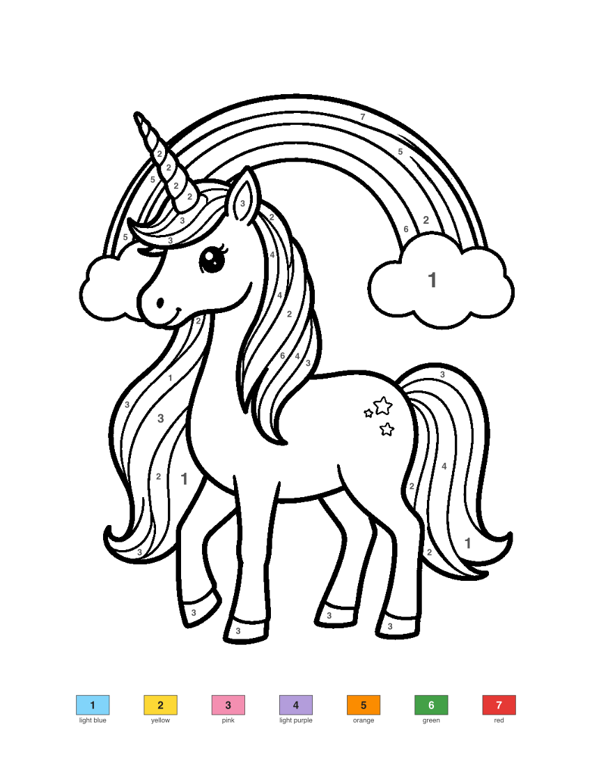 Magical Unicorn color by number