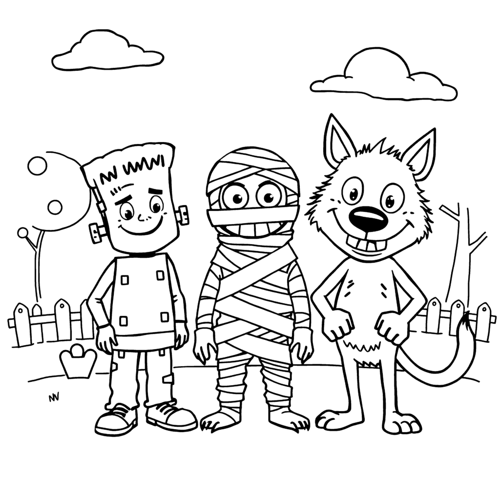 Frankenstein, mummy, werewolf