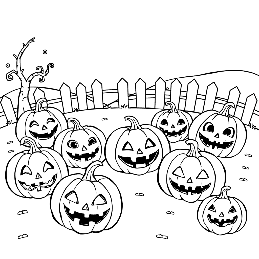 Carved pumpkins with faces