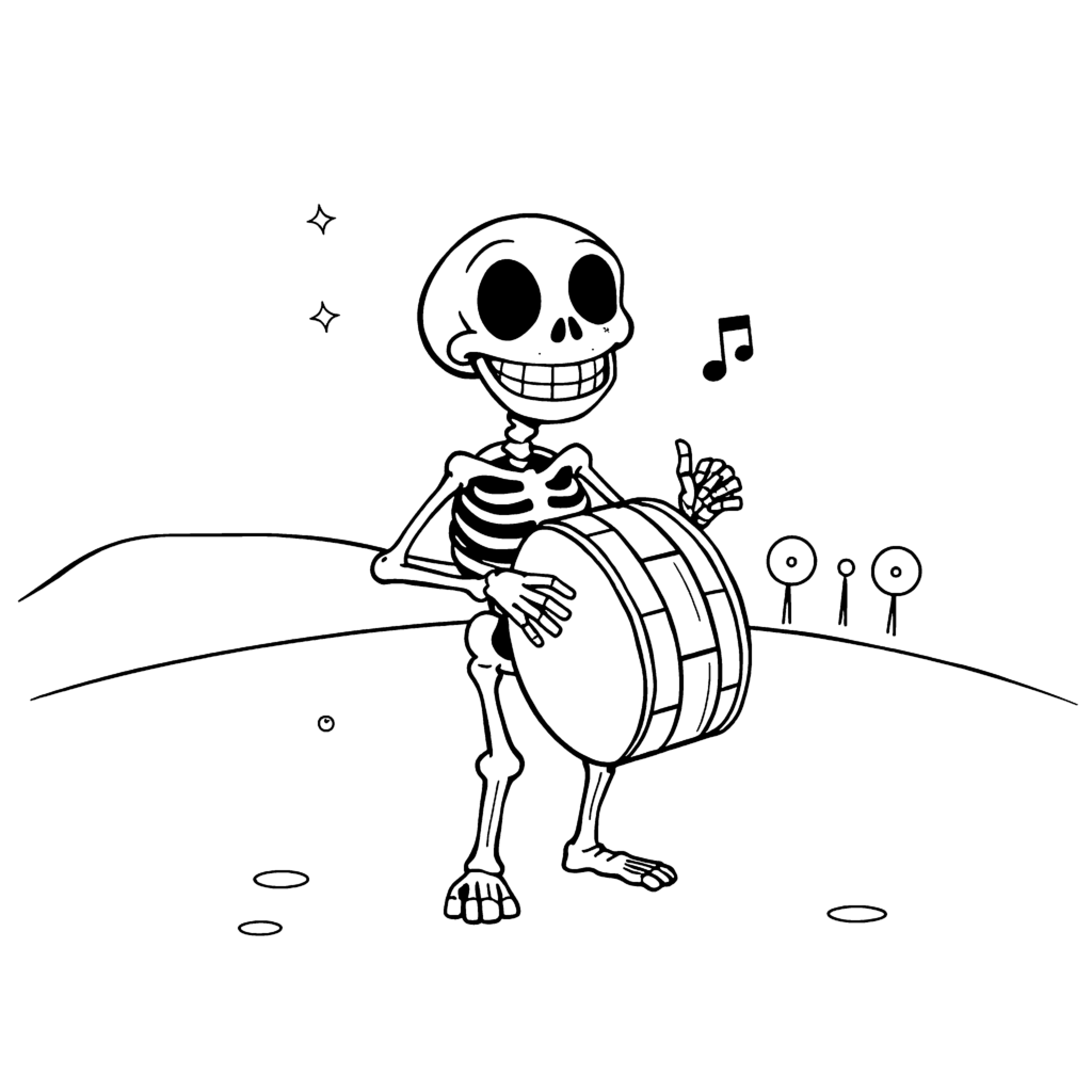 Skeleton playing music