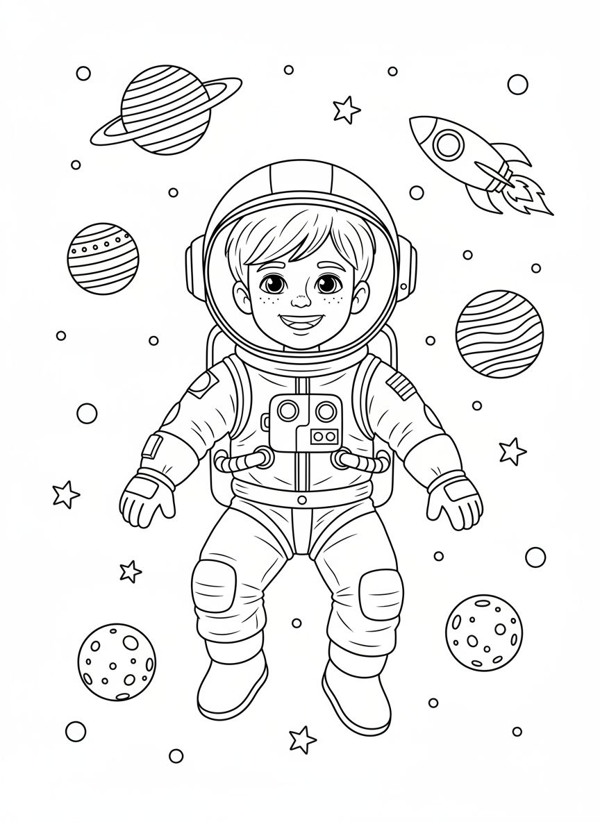 Space Explorer coloring page example