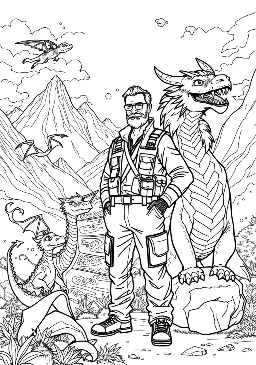 coloring page dad the dragon trainer