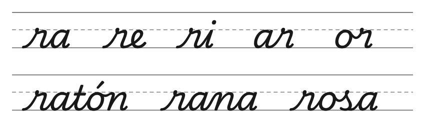 Enlaces en cursiva con la r (ra, re, ri, ar, or) y palabras para practicar: ratón, rana, rosa